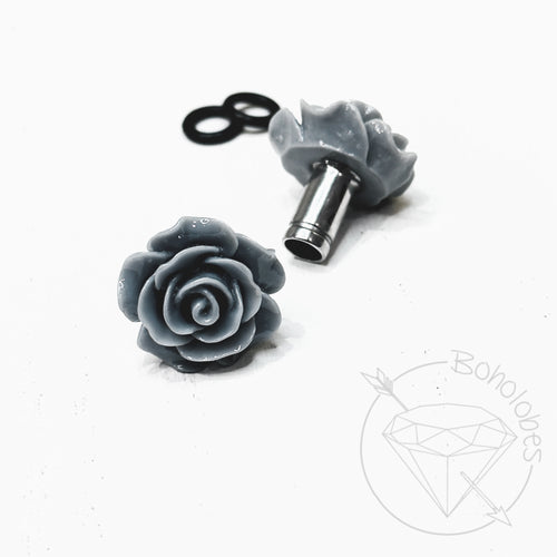 Large rose plugs pastels colors gauges for gauged or stretched ears: Sizes 8g, 6g, 4g, 2g, 1g, 0g, 11/32