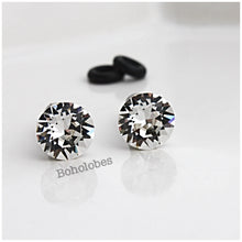 Load image into Gallery viewer, Crystal plugs stainless steel plugs / tunnels for gauges / stretched ears Sizes: 6g, 4g, 2g, 1g, 0g