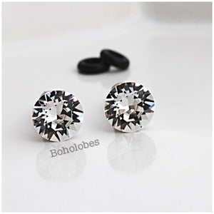 Crystal plugs stainless steel plugs / tunnels for gauges / stretched ears Sizes: 6g, 4g, 2g, 1g, 0g