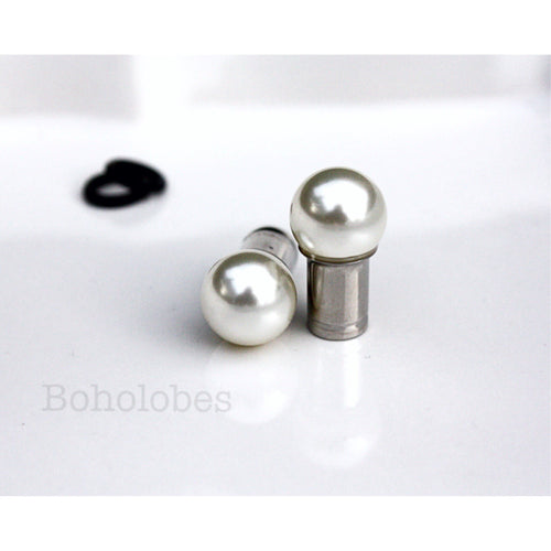 White pearl 6mm 8mm 10mm 12mm ball plugs: 14g - 7/16