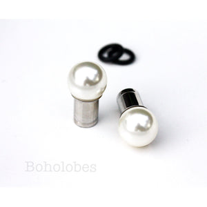 White pearl 6mm 8mm 10mm 12mm ball plugs: 14g - 7/16"