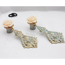 Load image into Gallery viewer, Rose flower filigree dangle fancy wedding plugs tunnels gauges Sizes 4g - 1/2&quot;