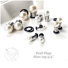 Load image into Gallery viewer, Pearl ball plugs wedding plugs single flare plugs tunnels 14g - 3/4&quot;
