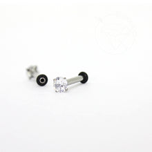 Load image into Gallery viewer, Tiny prong setting crystal stainless steel plugs / tunnels for gauges / stretched ears Sizes: 14g, 12g, 10g, 8g