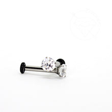 Load image into Gallery viewer, Tiny prong setting crystal stainless steel plugs / tunnels for gauges / stretched ears Sizes: 14g, 12g, 10g, 8g
