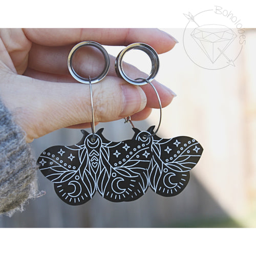 Moth goth wiccan bohemian earrings