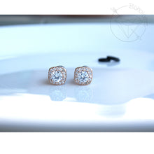 Load image into Gallery viewer, Rose gold crystal plugs Square CZ halo stud wedding plugs for gauged or stretched ears: Sizes 4g 2g 1g 0g 5mm 6mm 7mm 8mm