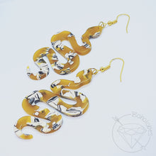 Load image into Gallery viewer, Pair of gold snake python light weight metal dangle earrings