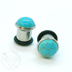 Turquoise cameo hider plugs tunnels for gauged ears:  6g 4g 2g 1g 0g 00g