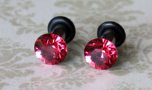 Load image into Gallery viewer, Crystal stainless steel plugs / tunnels for gauges / stretched ears Sizes: 8g 6g 4g