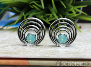 Pair of cascading crystal plugs for gauges or stretched ears sizes 9/16", 3/4" 7/8"  20mm 22mm