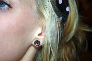 Pair of cascading crystal stainless steel plugs tunnels for gauges / stretched ears Sizes: 1/2" , 9/16" , 5/8"