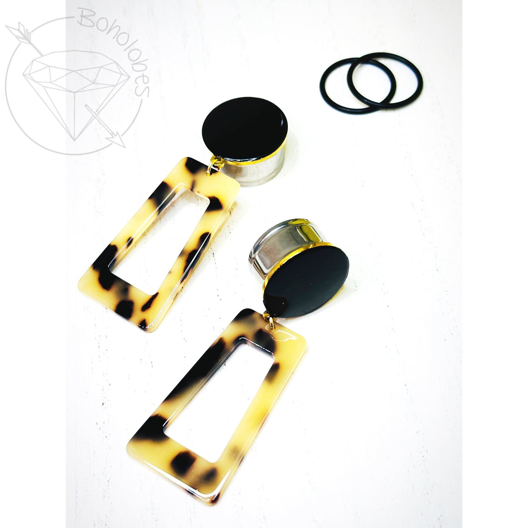 Gold and black tortoise shell plugs gauges tunnels 8g 6g 4g 2g 1g 0g 11/32