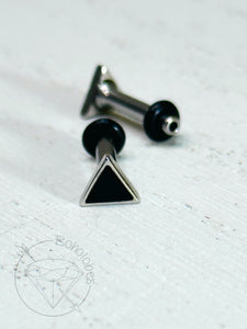Silver and black triangle minimalist stud plugs 14g 12g 10g