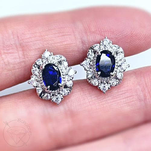 Sapphire and clear crystal plugs Square CZ stud wedding plugs for gauged or stretched ears: Sizes 4g 2g 1g 0g 5mm 6mm 7mm 8mm