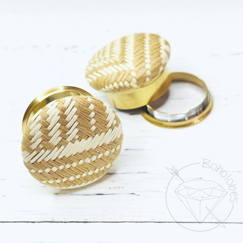 Pair of woven minimalist stainless steel tunnels / plugs / screw-back/ single flare sizes 4g 2g 0g 00g 1/2