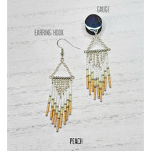 Load image into Gallery viewer, Hand beaded fringe bohemian tassel tribal dangle plugs gauges 6g - 1&quot;