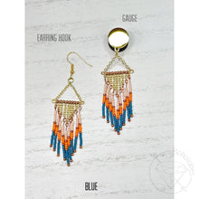 Load image into Gallery viewer, Hand beaded fringe bohemian tassel tribal dangle plugs gauges 6g - 1&quot;